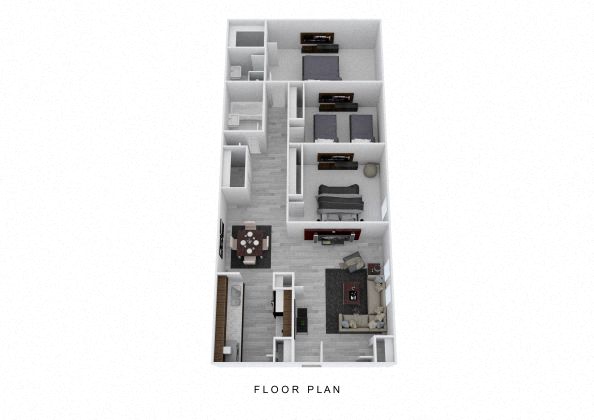 Floor plan for 3 beds, 2 baths, 1120 sqft